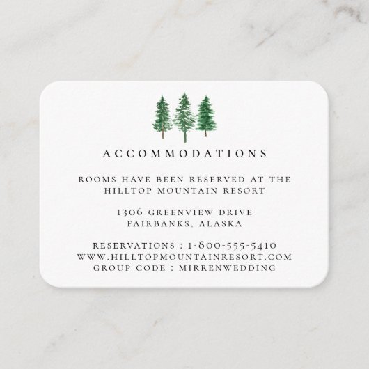 Rustieke Waterverf Bos Trouwaccommodaties Informatiekaartje (Voorkant)