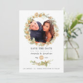 Rustieke Waterverf Bos Wilde Bloem Trouwfoto Save The Date (Staand voorkant)