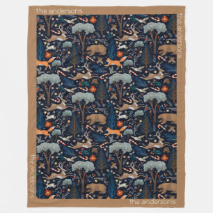 Rustieke waterverf bosdieren bomen Kerstmis Fleece Deken