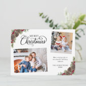Rustieke Waterverf Botanical 2 Foto Kerstmis Feestdagenkaart (Staand voorkant)