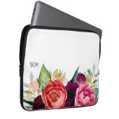 Rustieke Waterverf Botanisch met Monogram Initiale Laptop Sleeve (Voorkant Rechts)