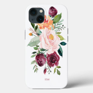 Rustieke waterverf botanische afbeelding met monog iPhone 13 hoesje