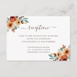 Rustieke Waterverf botanische bruiloft receptie Informatiekaartje