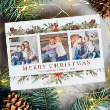 Rustieke Waterverf Botanische Kerst 3 Foto