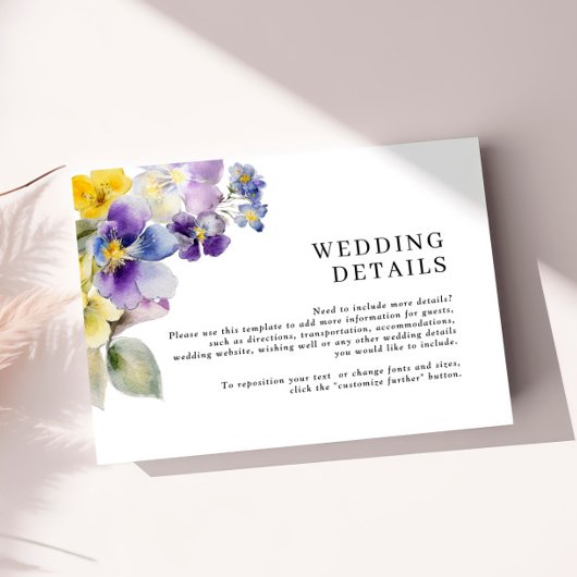 Rustieke Waterverf bruiloft details behuizing Kaar Informatiekaartje