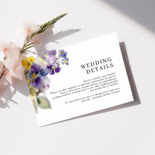 Rustieke Waterverf bruiloft details behuizing Kaar Informatiekaartje