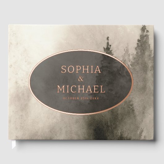 Rustieke Waterverf bruiloft Nodig Fotosjabloon uit Gastenboek (Voorkant)