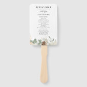 Rustieke waterverf bruiloft programma Set van fans Handwaaier (Voorkant)