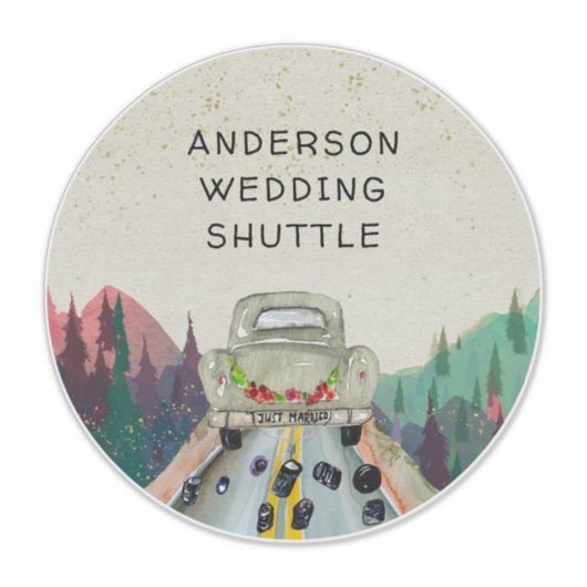 Rustieke Waterverf bruiloft shuttle label (Voorkant)