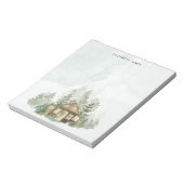 Rustieke Waterverf Cabin Green Forest gepersonalis Notitieblok (Linkerzijde)