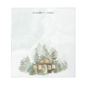Rustieke Waterverf Cabin Green Forest gepersonalis Notitieblok (Voorkant)