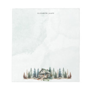 Rustieke Waterverf Cabin Green Forest gepersonalis Notitieblok