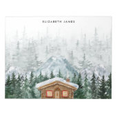 Rustieke Waterverf Cabin Green Forest gepersonalis Notitieblok (Voorkant)