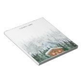 Rustieke Waterverf Cabin Green Forest gepersonalis Notitieblok (Schuin)