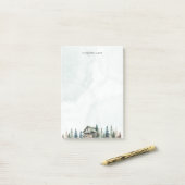 Rustieke Waterverf Cabin Green Forest gepersonalis Post-it® Notes (Op bureau)
