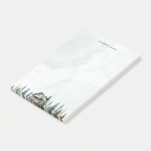 Rustieke Waterverf Cabin Green Forest gepersonalis Post-it® Notes (Schuin)