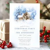 Rustieke Waterverf Cabine Land Kerstfeest Kaart