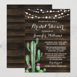Rustieke Waterverf Cactus Barn Wood Vrijgezellenfe Kaart