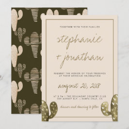 Rustieke Waterverf Cactus Huwelijksuitnodiging Kaart