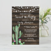 Rustieke Waterverf Cactus Schuur Hout Sweet 16 Kaart (Staand voorkant)