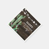 Rustieke Waterverf Cactus Schuur Hout Verjaardag Servet (Hoek)