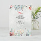 Rustieke Waterverf Cactus Succulent Salie Bloemen Menu (Staand voorkant)