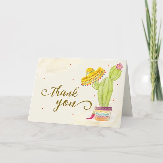 Rustieke Waterverf Cactus Taco 'Over een Baby show Bedankkaart (Voorkant)
