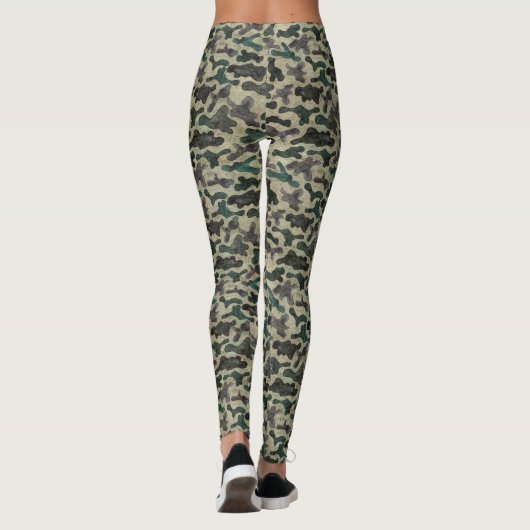 rustieke Waterverf camouflagepatroon Leggings (Achterkant)
