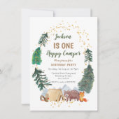 Rustieke Waterverf camper eerste verjaardagsuitnod Kaart (Voorkant)