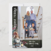 Rustieke Waterverf Christmas Gnome | Groene foto Feestdagenkaart (Voorkant)