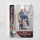 Rustieke Waterverf Christmas Gnome - Rode foto Feestdagenkaart (Voorkant)