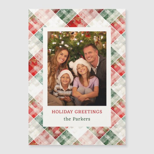 Rustieke Waterverf Christmas Plaid Foto (Voorkant)