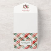 Rustieke Waterverf Christmas Plaid Foto All In One Uitnodiging (Buitenkant)