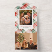 Rustieke Waterverf Christmas Plaid Foto All In One Uitnodiging (Binnen)