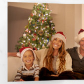 Rustieke Waterverf Christmas Plaid Foto Drieluik Kaart (Binnenzijde eerst)