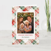 Rustieke Waterverf Christmas Plaid Foto Feestdagen Kaart (Voorkant)