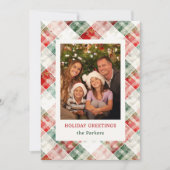 Rustieke Waterverf Christmas Plaid Foto Feestdagenkaart (Voorkant)