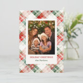 Rustieke Waterverf Christmas Plaid Foto Feestdagenkaart (Staand voorkant)
