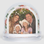 Rustieke Waterverf Christmas Plaid Foto Sneeuwbol (Voorkant)