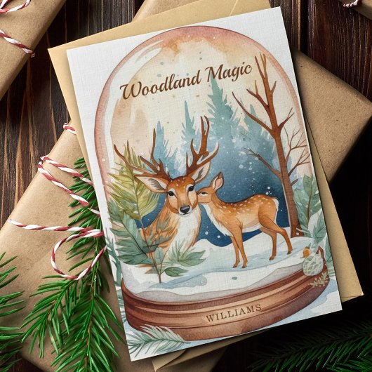 Rustieke Waterverf Christmas Woodland Snow Wereldb Feestdagenkaart