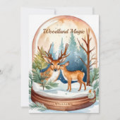 Rustieke Waterverf Christmas Woodland Snow Wereldb Feestdagenkaart (Voorkant)