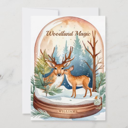 Rustieke Waterverf Christmas Woodland Snow Wereldb Feestdagenkaart (Voorkant)