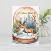 Rustieke Waterverf Christmas Woodland Snow Wereldb Feestdagenkaart (Staand voorkant)