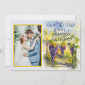 Rustieke Waterverf Citroenen Druiven Wijngaard Fot Save The Date (Voorkant)