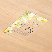 Rustieke waterverf citroenen verjaardag acryl uitnodigingen (Laagn)