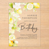 Rustieke waterverf citroenen verjaardag acryl uitnodigingen (Voorkant)