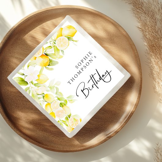 Rustieke waterverf citroenen verjaardag servet