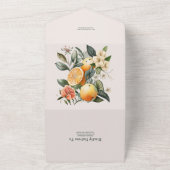 Rustieke Waterverf Citrus Bruiloft All In One Uitnodiging (Buitenkant)