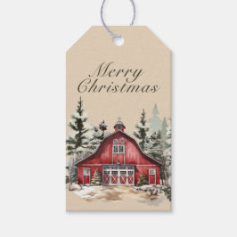 Rustieke Waterverf Country Christmas Foto Cadeaulabel