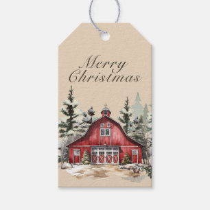 Rustieke Waterverf Country Christmas Foto Cadeaulabel